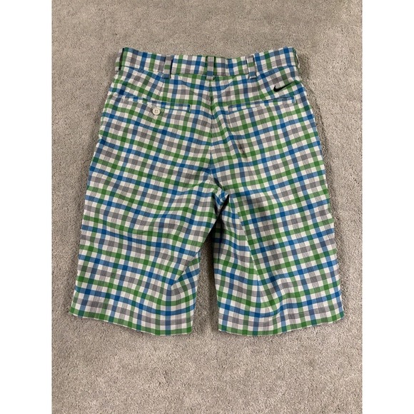 Nike Golf Dri Fit Mens Plaid Golf Active Shorts sz 28 Green Blue White Colors - Picture 4 of 5